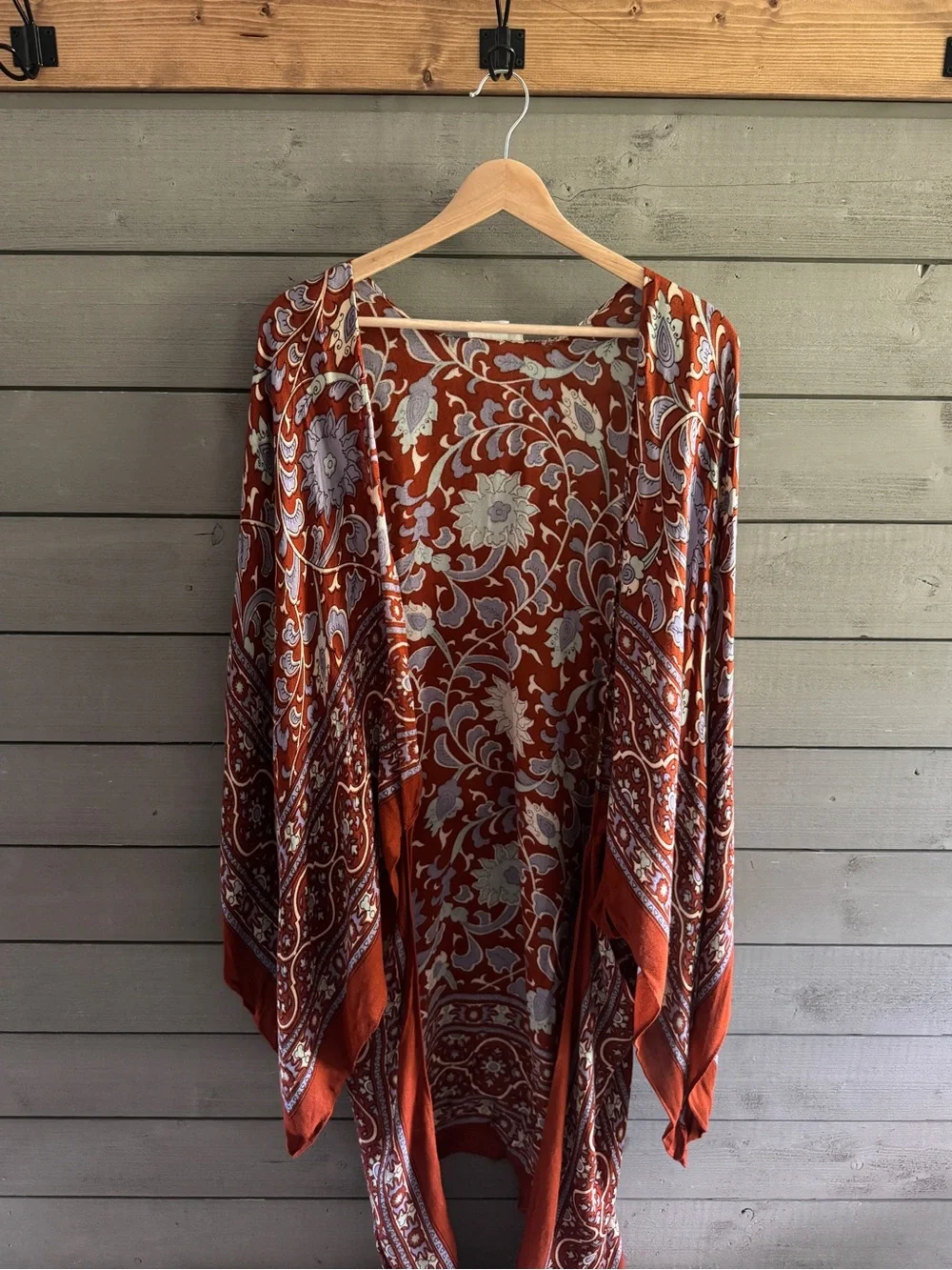 Free People Rust Floral Paisley Kimono